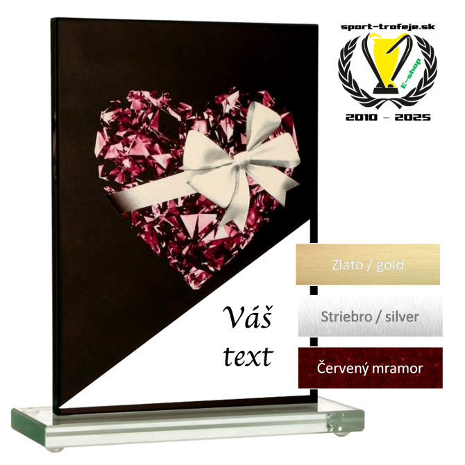 Plaketa M82/D3 Sklenená s motívom srdce